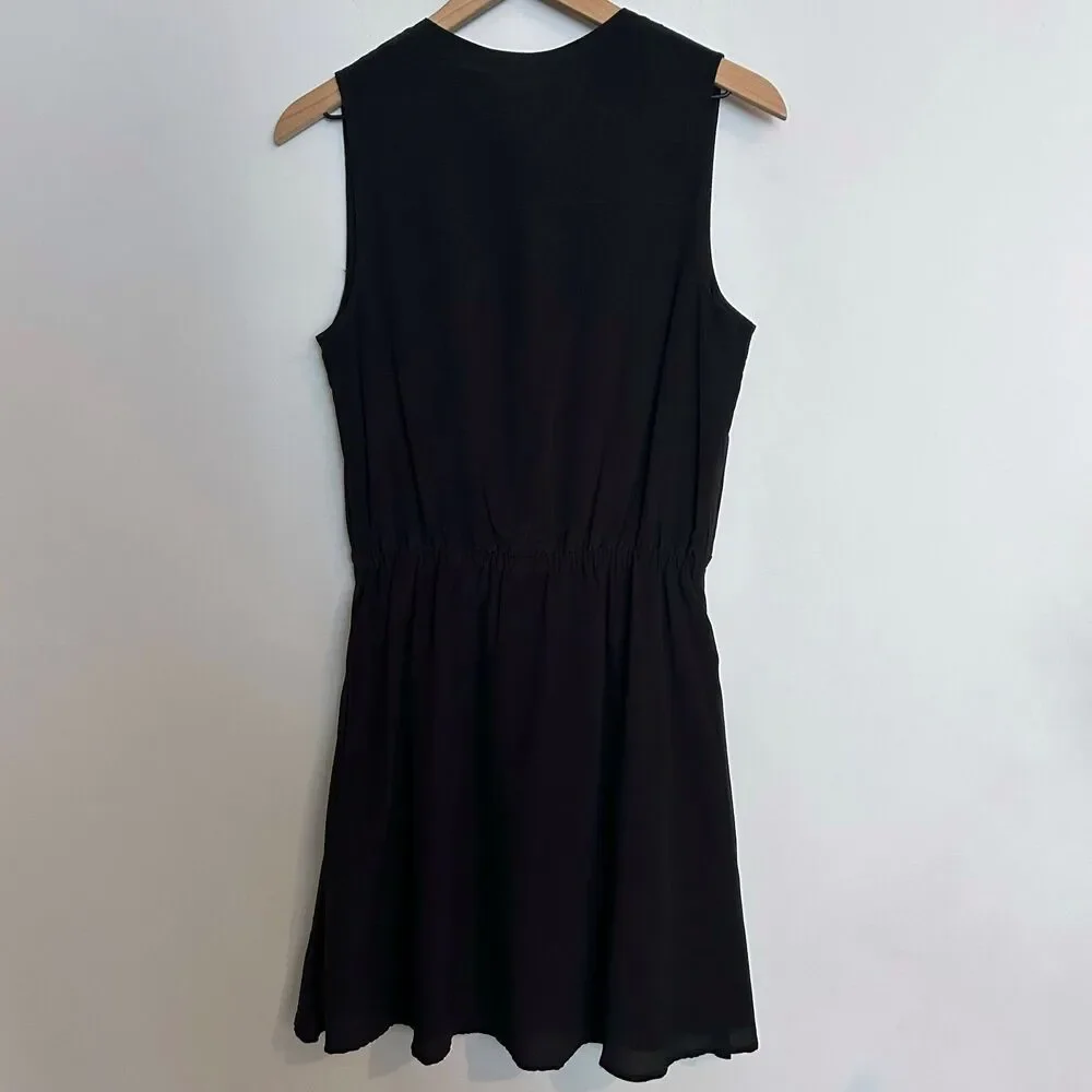 Madewell Sleeveless Silk Shirtdress Black Dress Small
